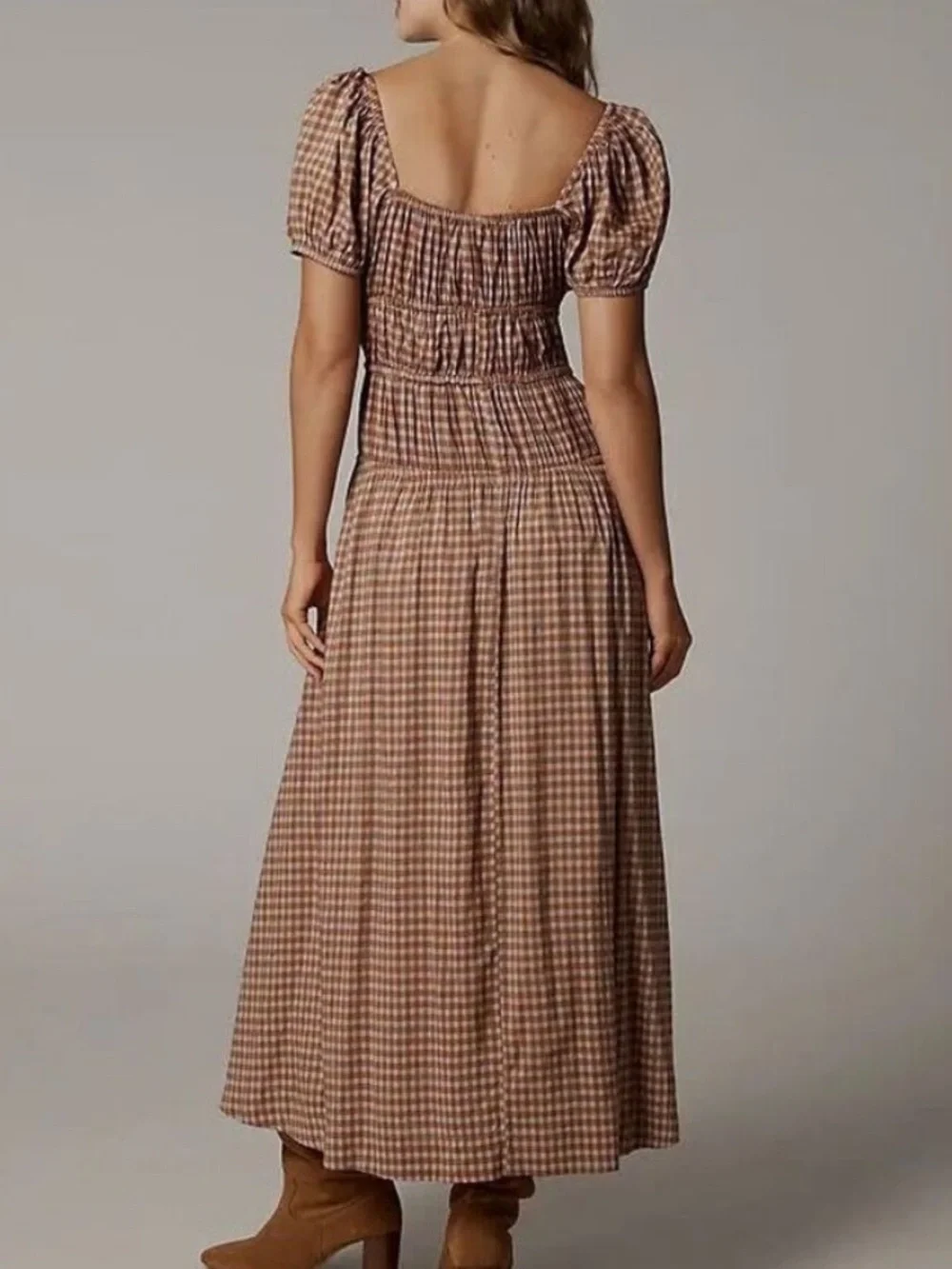 NWT REFORMATION Rhett Gingham Puff Dress - Picture 5 of 10